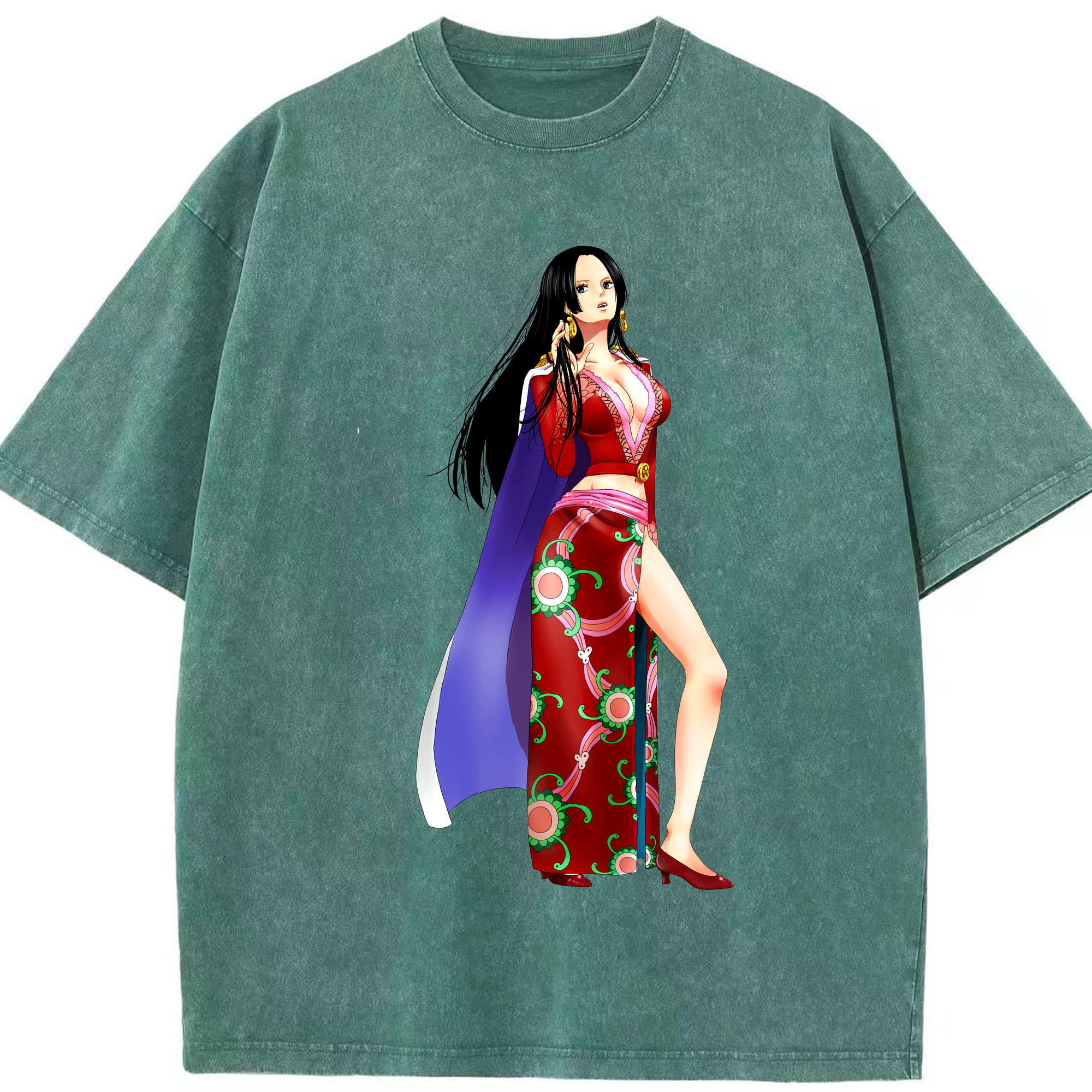 ワンピース ボア・ハンコック ONE PIECE Boa·Hancock 綿100% ヴィンテージ風 半袖Tシャツ（フロントプリント）